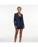 CT|Damen Zweireihiges Blazer- und Shorts-Set