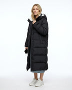CT|Damen Lange Steppjacke mit Kapuze