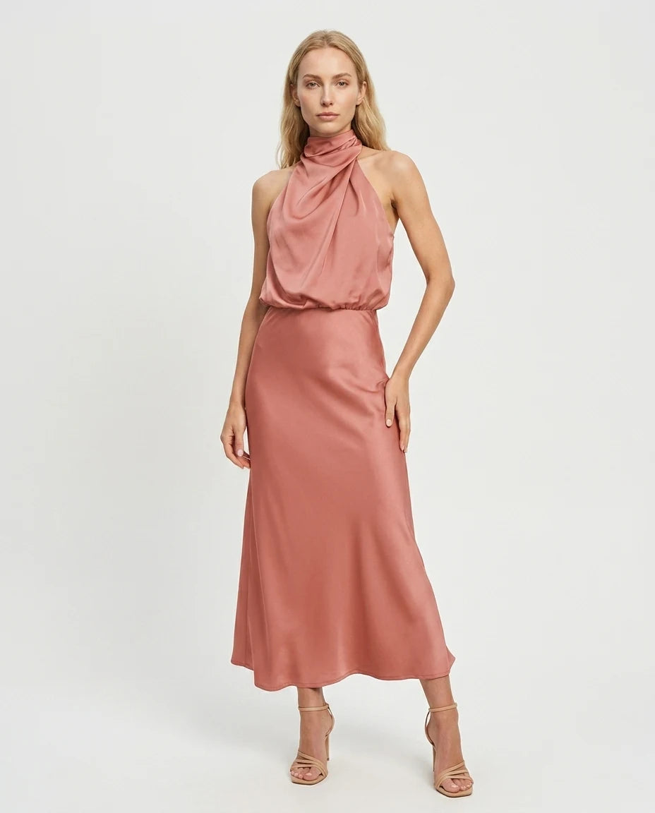 CT|Damen Elegantes Halter Abendkleid