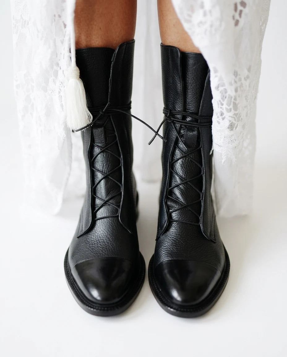 CT|Herbstliche Vintage Damen Stiefeletten mit Öko-Leder