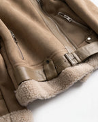CT|Damen Taillierte Wildlederjacke mit Warmer Fütterung