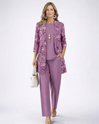 CT|Damen Dreiteiliges Set mit Strickjacke