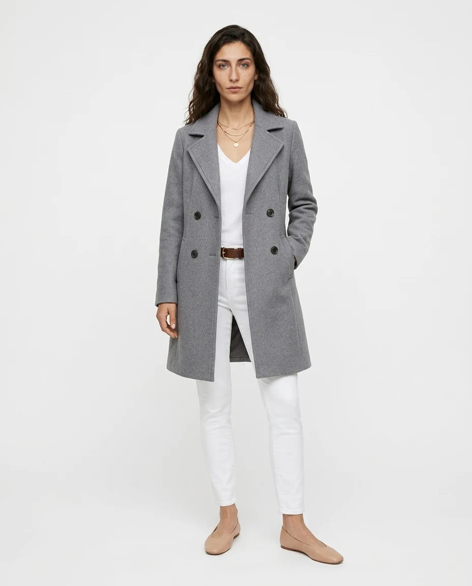 CT|Damen Eleganter Langer Mantel mit Knopfleiste