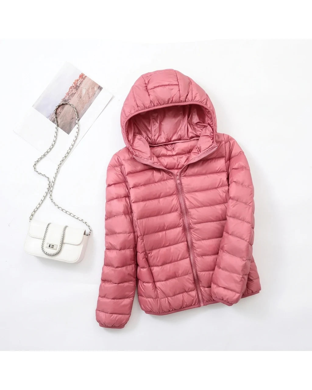 CT|Damen Leichte Wendbare Winddichte Daunenjacke mit Kapuze