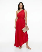 CT|Damen One-Shoulder Plissiertes Maxikleid