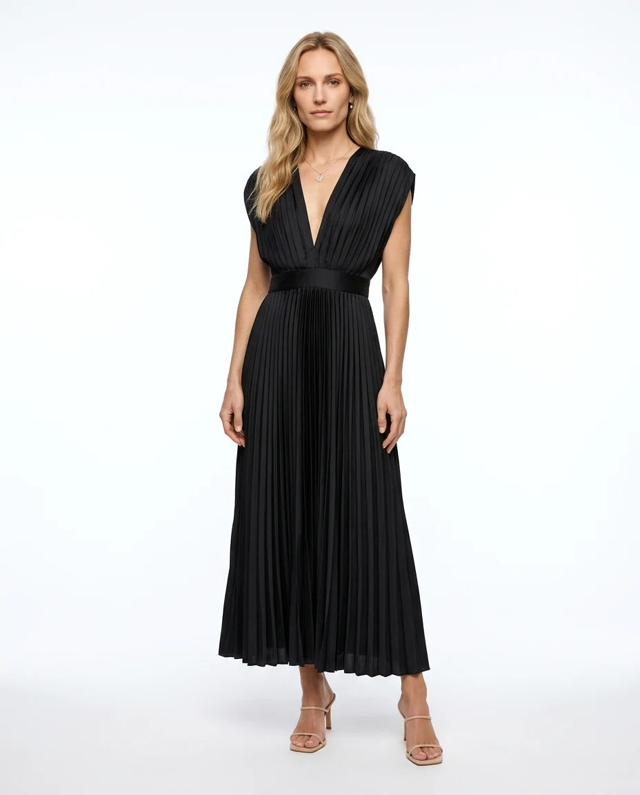 CT|Klassisches Damen-Maxikleid mit Plissee