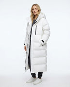 CT|Damen Lange Steppjacke mit Kapuze
