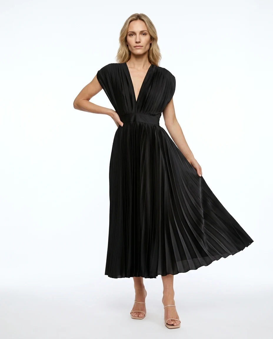 CT|Klassisches Damen-Maxikleid mit Plissee