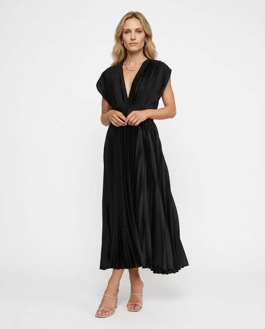 CT|Klassisches Damen-Maxikleid mit Plissee