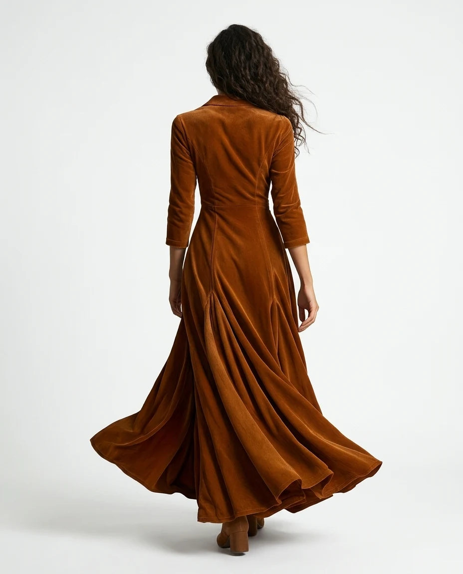 CT|Tailored Maxi Dress with V-Neck and Button Front
