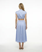 CT|Damen Elegantes Sommerkleid mit Hohem Ausschnitt