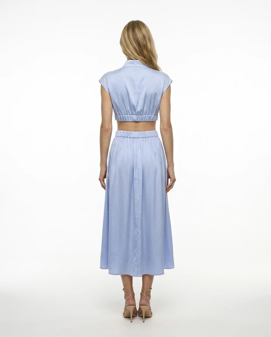 CT|Damen Elegantes Sommerkleid mit Hohem Ausschnitt