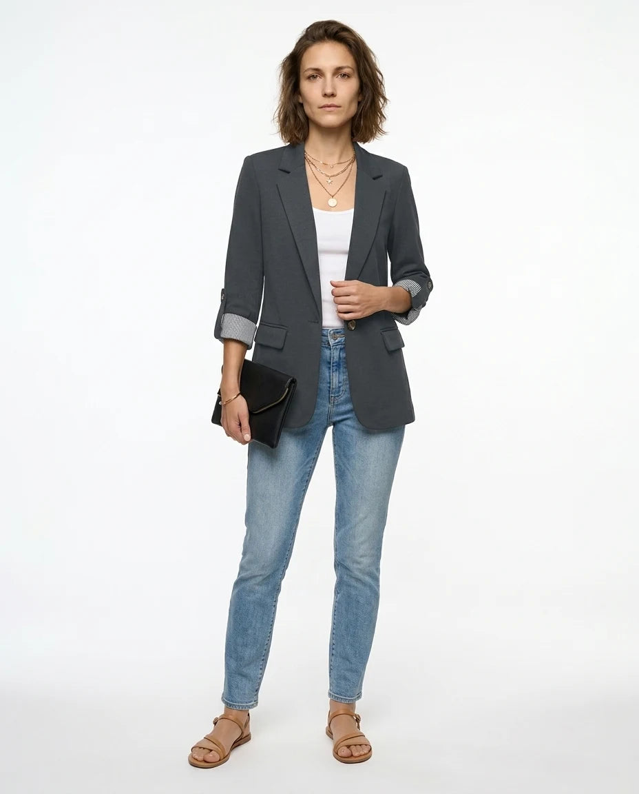 CT|Blazerjacke mit offenem Verschluss und Kerbkragen