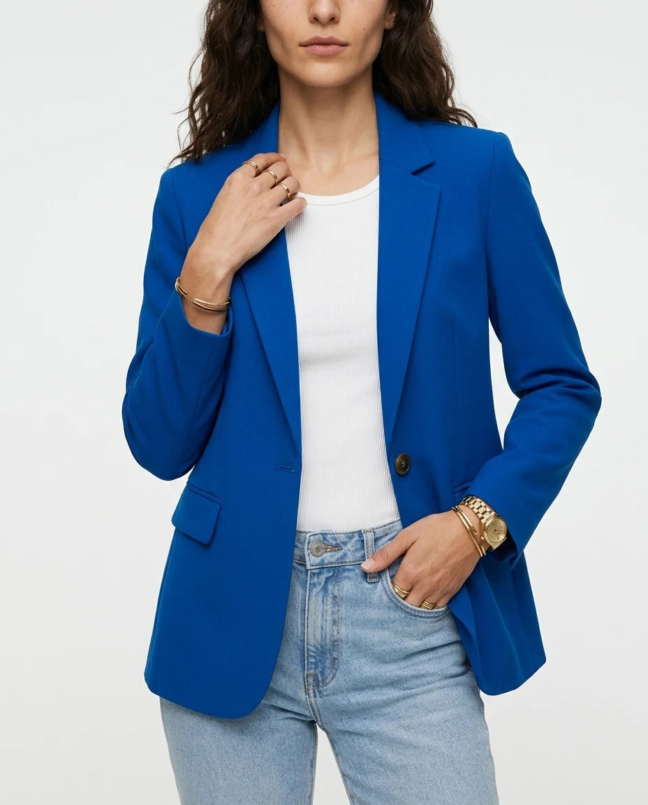 CT|Damen Einreihiger Taillierter Blazer mit Langarm