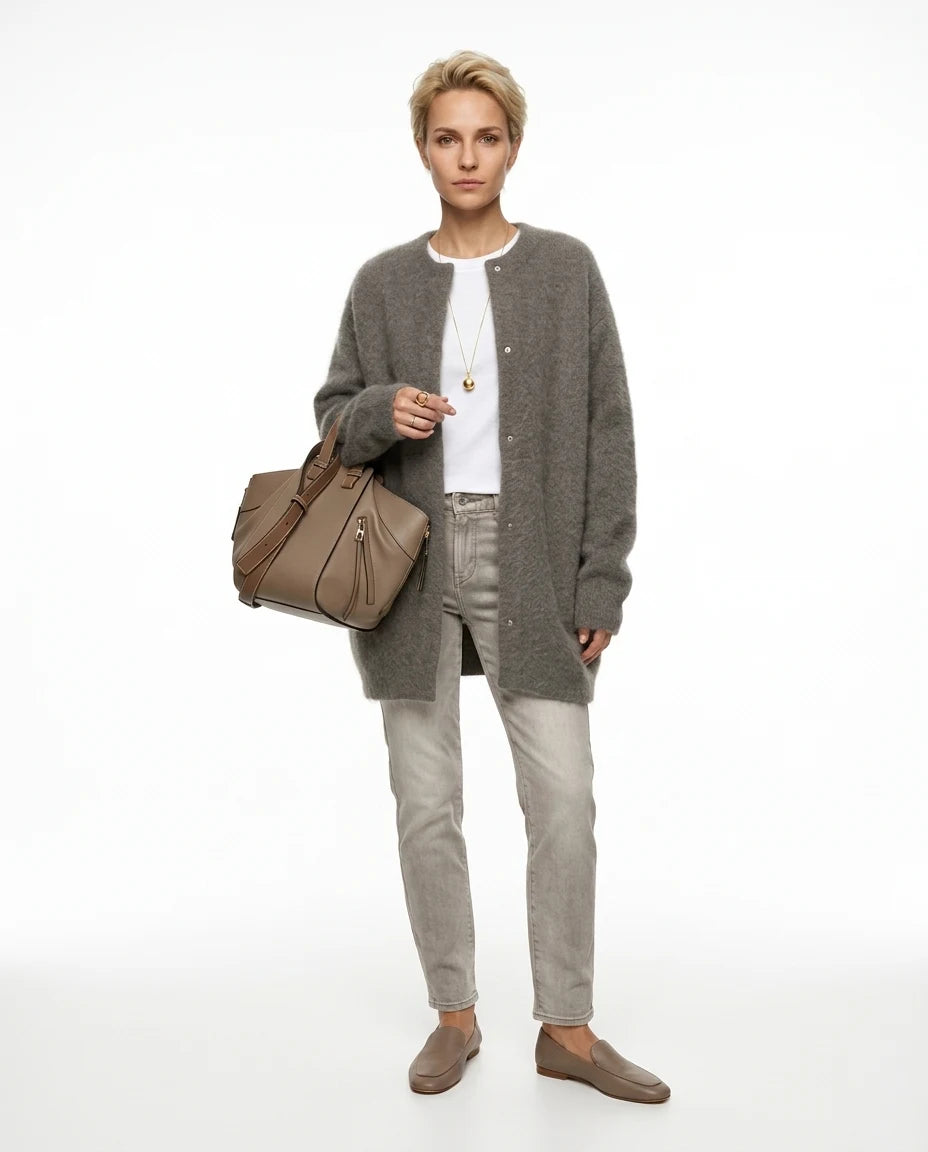 CT|Offene Damen-Strickjacke aus Mohair