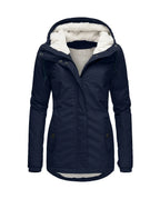 CT|Langer Damen Winterparka mit Kapuze und Plissierung