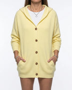 CT|Damen Elegante Strickjacke mit Knopf und Kapuze