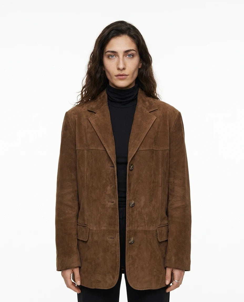 CT|Damenjacke aus Wildleder mit klassischem Schnitt