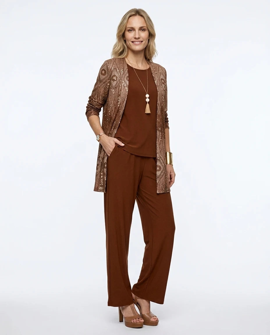 CT|Damen Dreiteiliges Set mit Strickjacke
