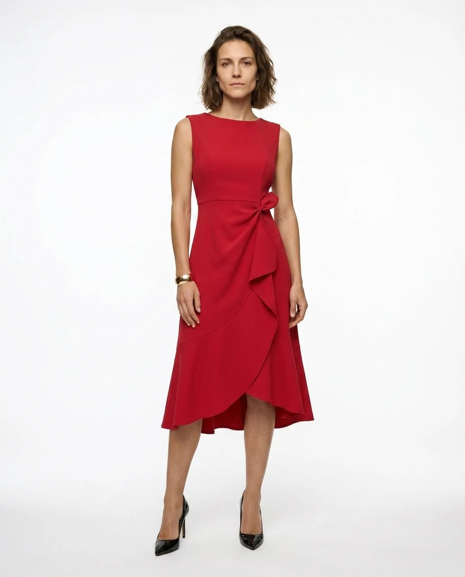 CT|Drapiertes Asymmetrisches Midikleid für Damen
