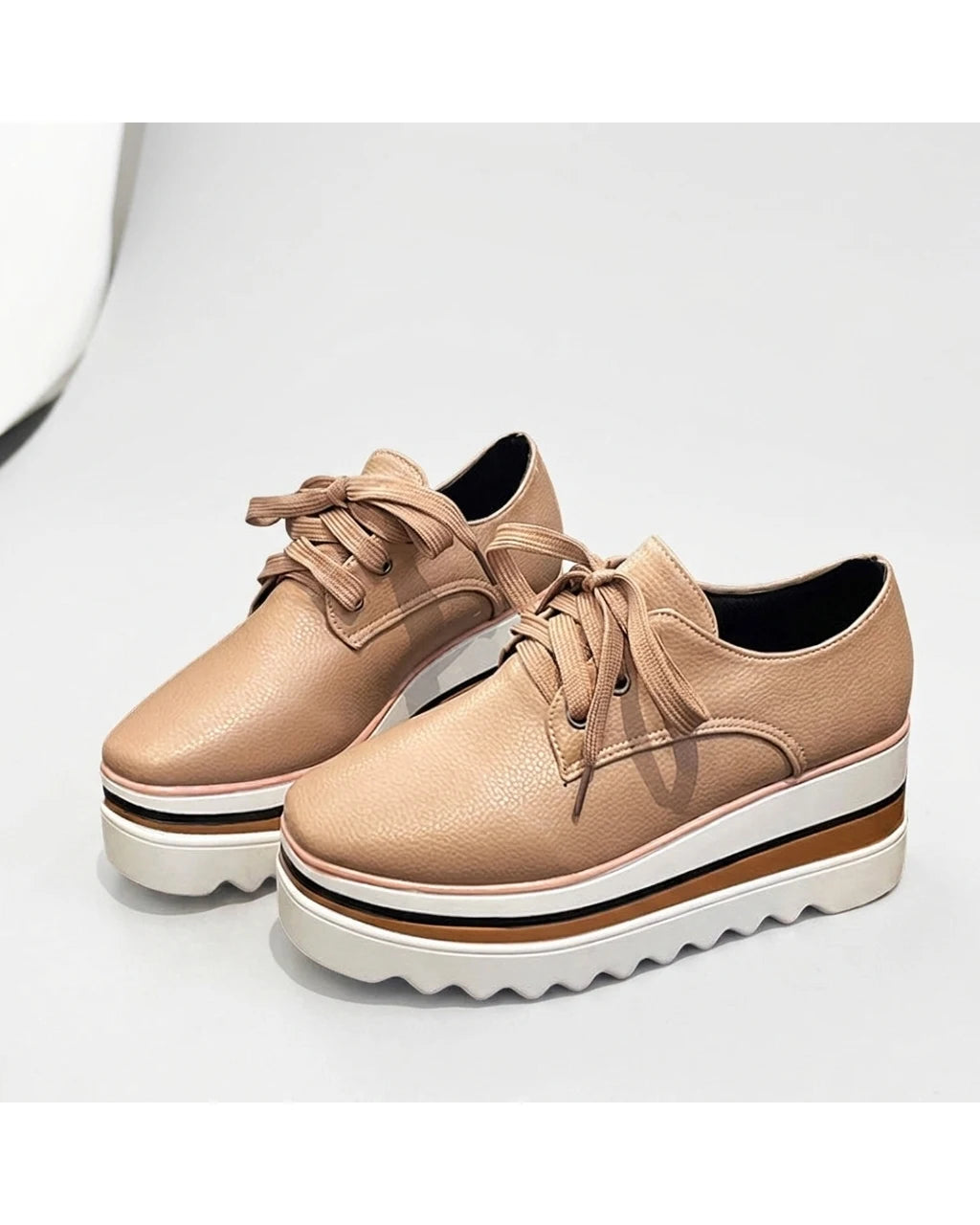 CT|Damen Platform Oxford Schuhe mit Schnürung und Keilsneaker