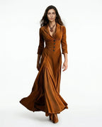 CT|Tailored Maxi Dress with V-Neck and Button Front