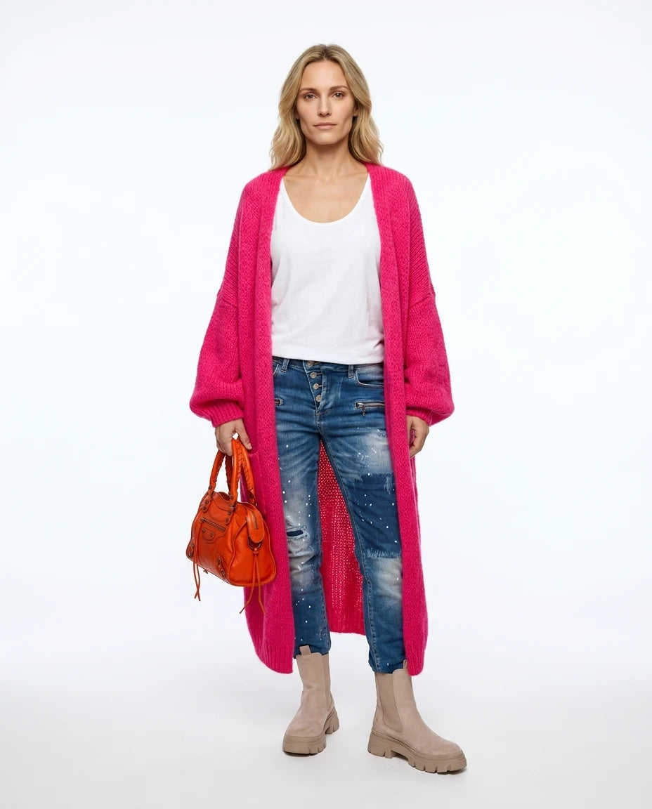 CT|Lange Gestrickte Cardigan