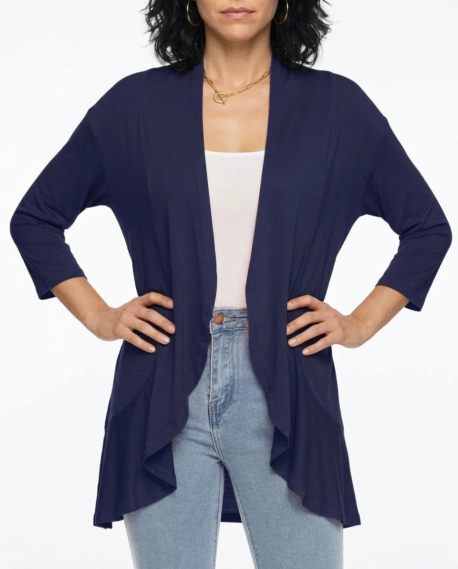 CT|Damen Strickjacke mit Kurzarm und Drapierter Front