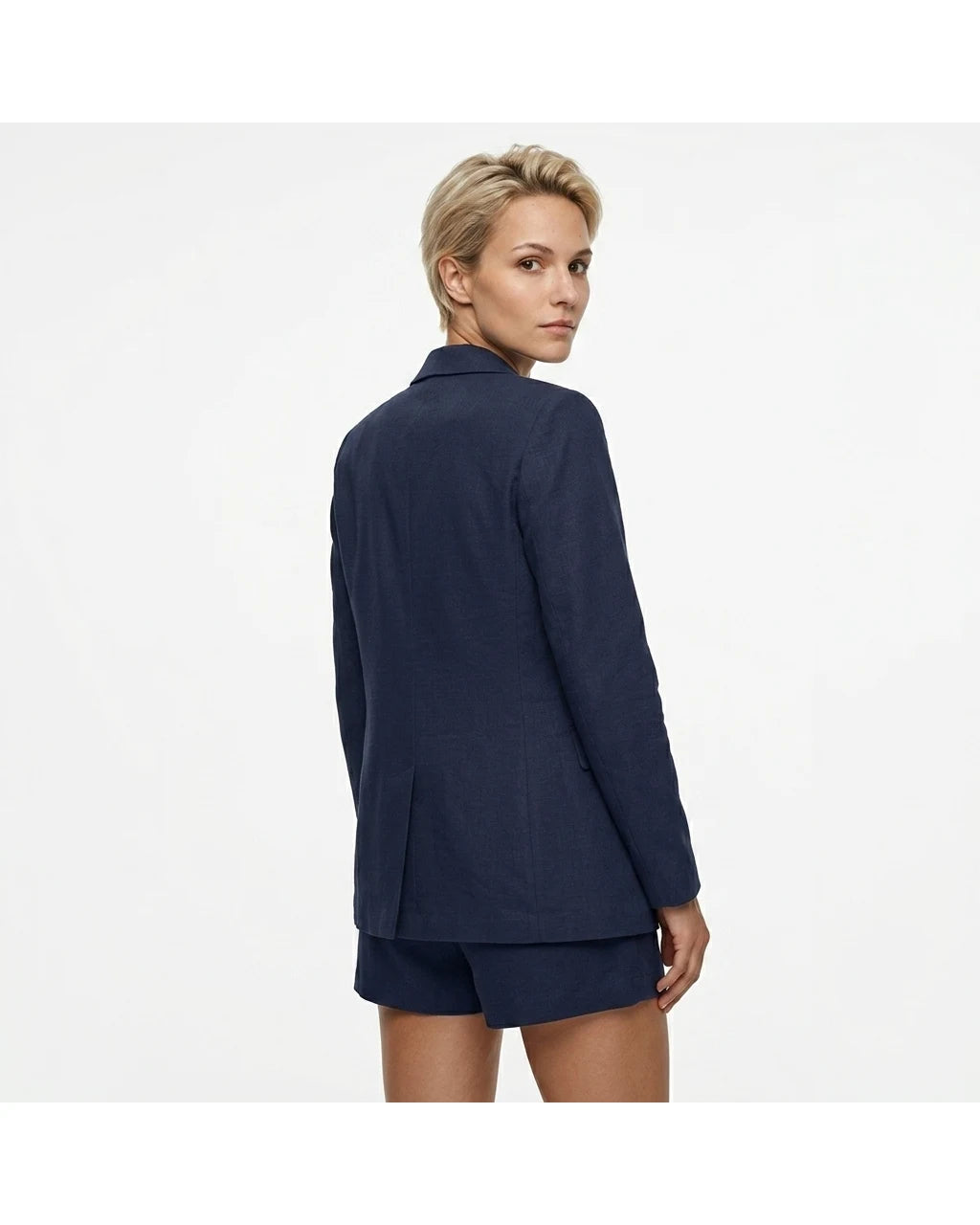 CT|Damen Zweireihiges Blazer- und Shorts-Set