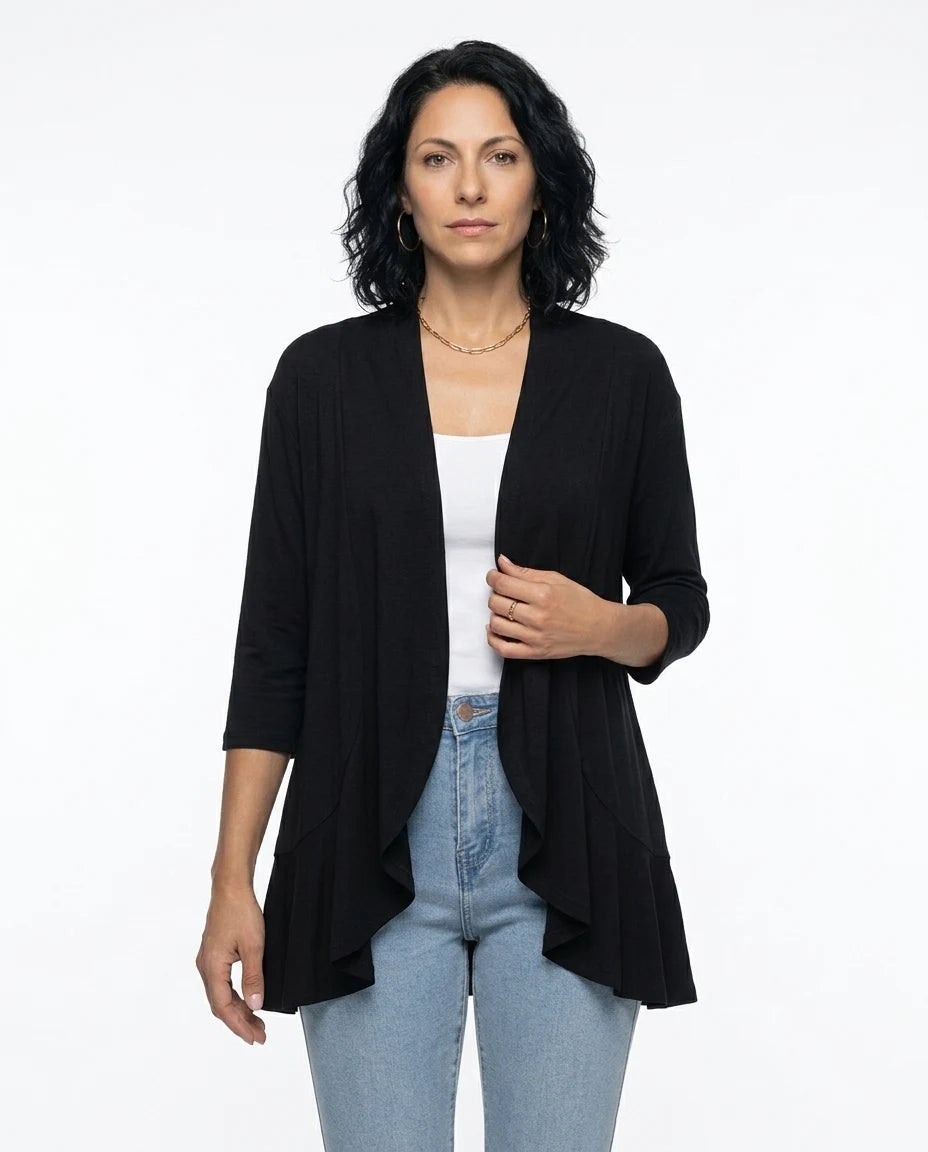 CT|Damen Strickjacke mit Kurzarm und Drapierter Front