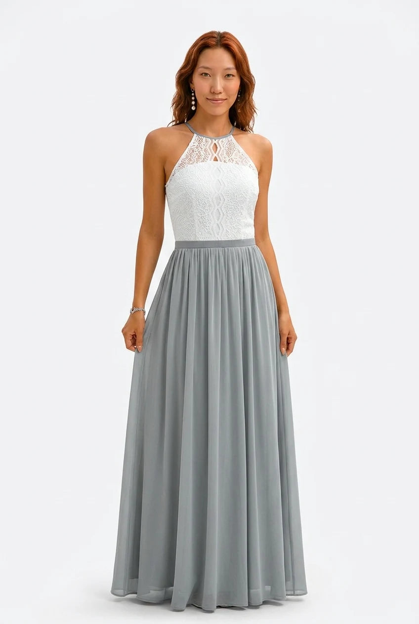 CT|Damen Hochzeitsgast Halter Maxi Kleid