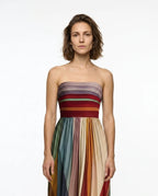 CT|Damen Trägerloses Festliches Maxikleid mit Plisseerock