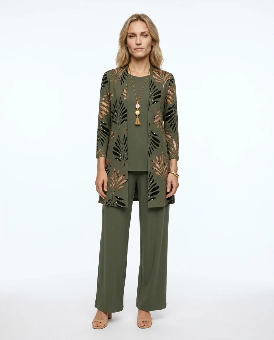 CT|Damen Dreiteiliges Set mit Strickjacke