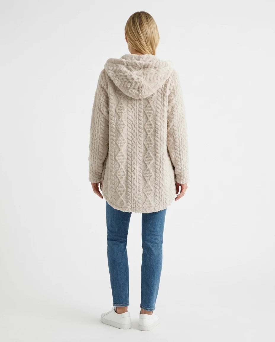 CT|Damen Cardigan mit Kapuze und Struktur