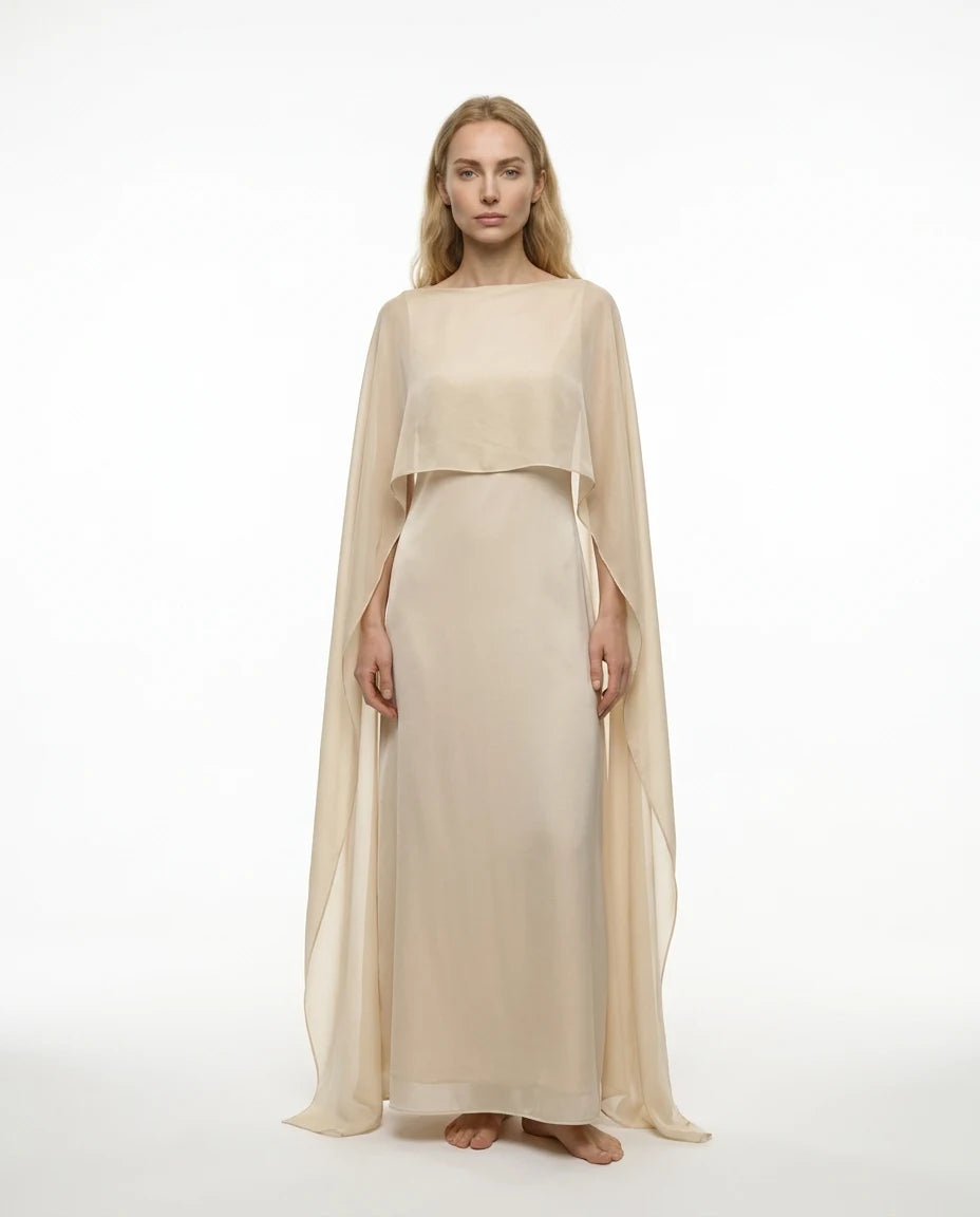 CT|Damen Cape-Maxikleid für Hochzeitsgäste