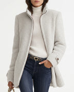 CT|Damen Stehkragen Fleecejacke mit Durchgehender Knopfleiste