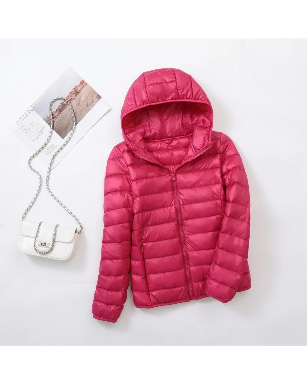 CT|Damen Leichte Wendbare Winddichte Daunenjacke mit Kapuze