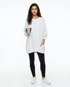 CT|Damen Langer Pullover mit Rundhalsausschnitt