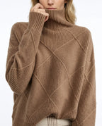 CT|Damen Kaschmir Rollkragenpullover mit Rautenstrick
