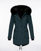 CT|Damen Taillierter Winterparka mit Abnehmbarer Kapuze