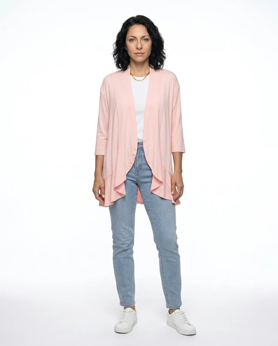 CT|Damen Strickjacke mit Kurzarm und Drapierter Front