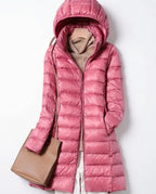 CT|Lange Leichte Daunenjacke mit Kapuze für Damen