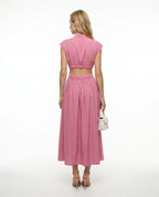 CT|Damen Elegantes Sommerkleid mit Hohem Ausschnitt