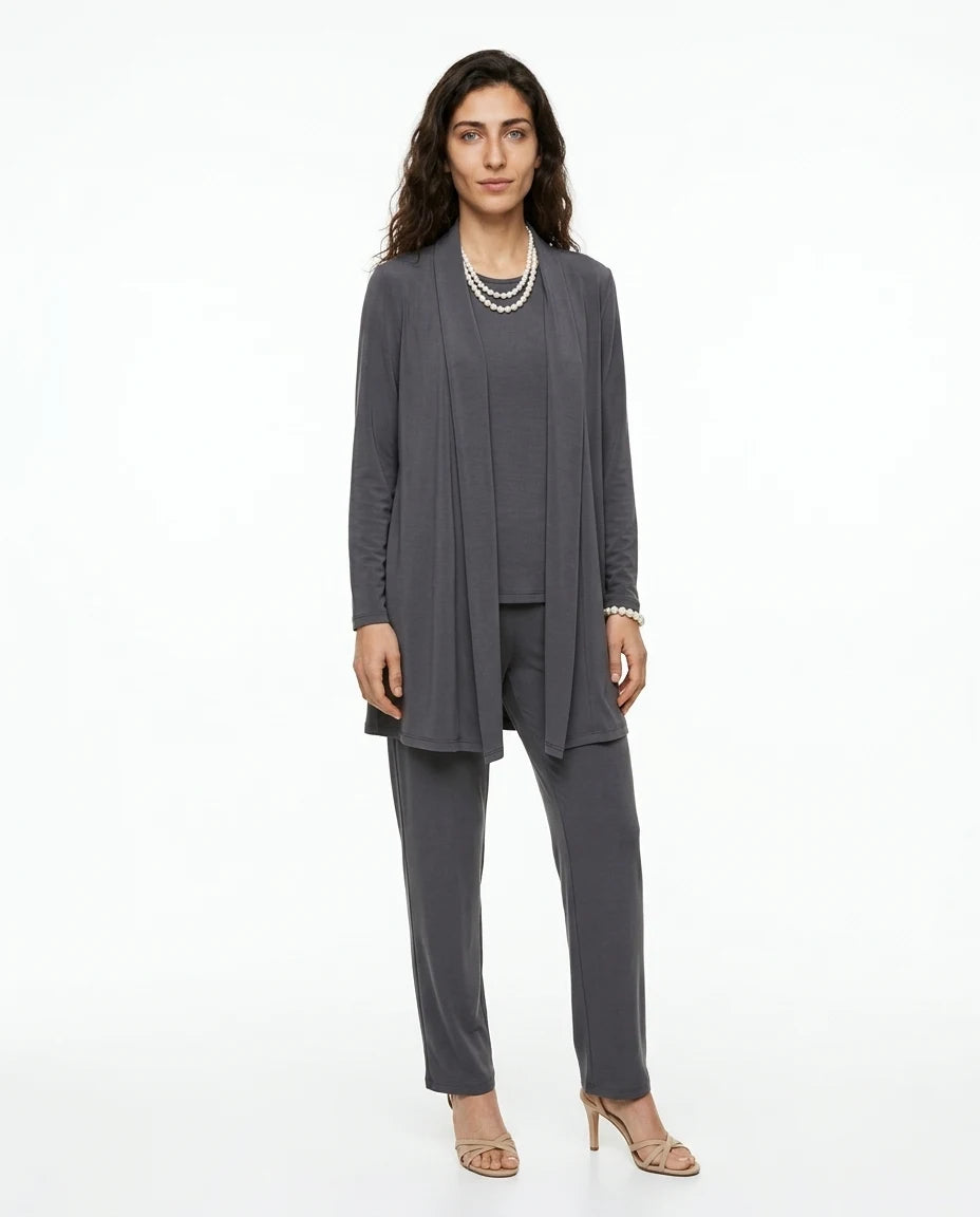 CT|Damen Dreiteiliges Set mit Offener Strickjacke