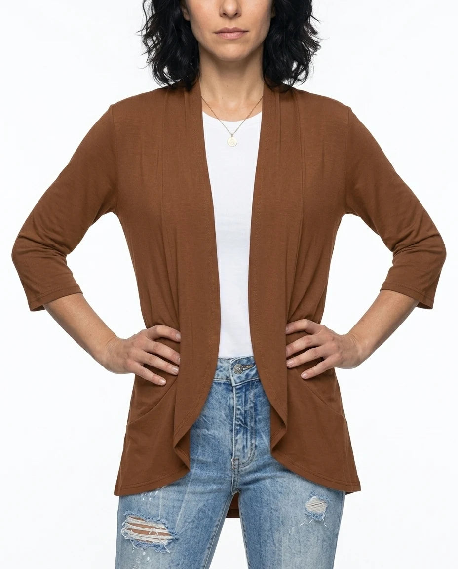 CT|Damen Strickjacke mit Kurzarm und Drapierter Front