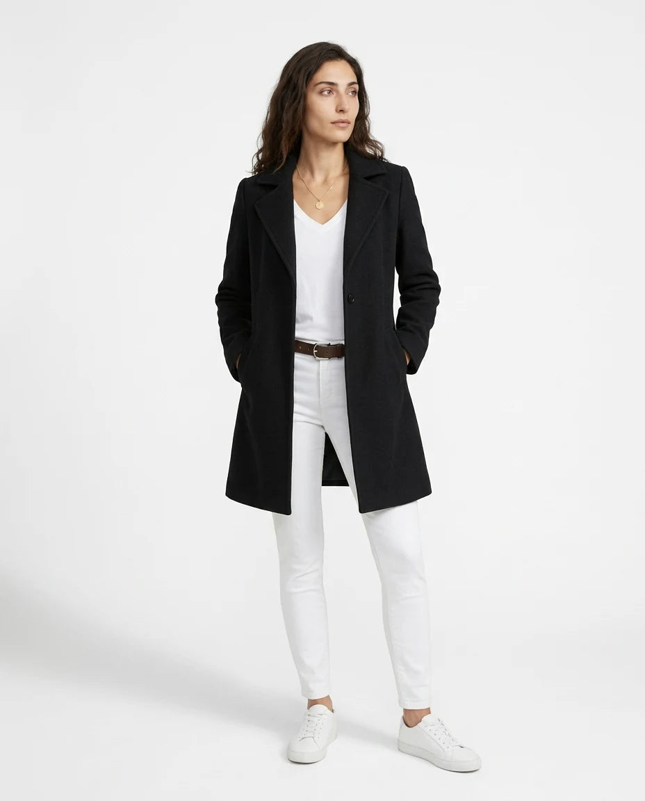 CT|Damen Eleganter Langer Mantel mit Knopfleiste