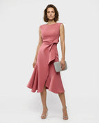 CT|Drapiertes Asymmetrisches Midikleid für Damen