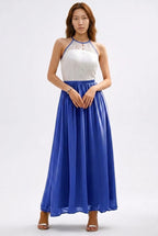 CT|Damen Hochzeitsgast Halter Maxi Kleid