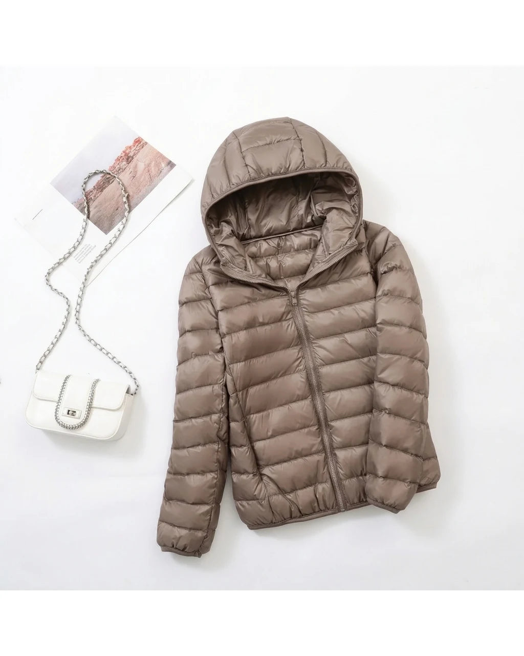 CT|Damen Leichte Wendbare Winddichte Daunenjacke mit Kapuze