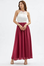 CT|Damen Hochzeitsgast Halter Maxi Kleid